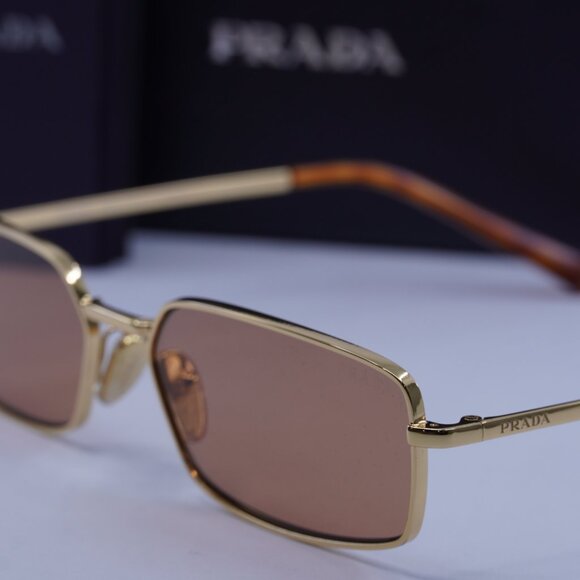 Prada PRA60S 5AK07V Rectangle Sunglasses – Gold - Picture 9 of 10